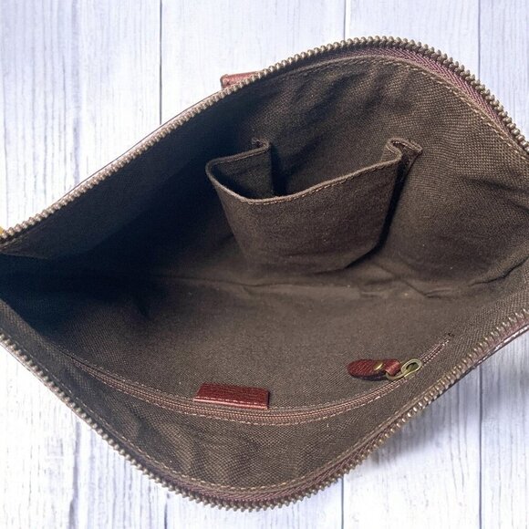 Burberry Suede & Leather Hobo Shoulder Bag Mustard Yellow Dark Brown 10"x8"x2" - Picture 11 of 13